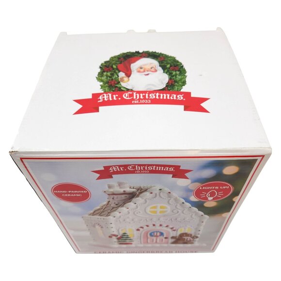 Mr. Christmas Ceramic Gingerbread House Light-Up Hand-Painted - Picture 7 of 15